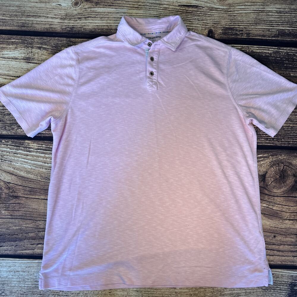 Johnston & Murphy Mens Pink Space Dye Modal Blend Polo Shirt XL Short Sleeve Top